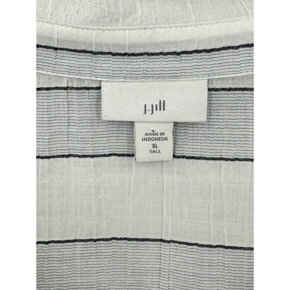 J. JILL Womens Cotton stripped light weight button down size Medium Tall EUC! - Picture 2 of 7